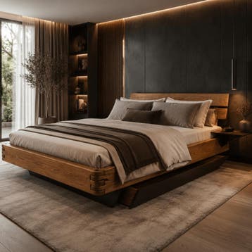 TPT Möbel Crown Massief Eiken Balkenbed met Bedlades - 200 x, Nieuw