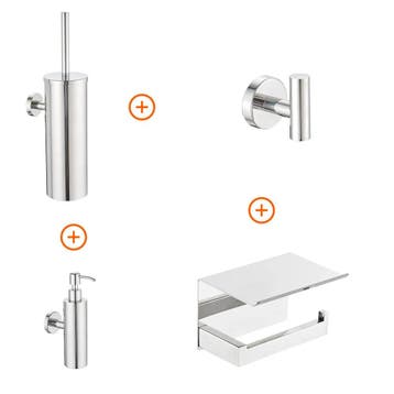 Toilet accessoires set chroom design met zeepdispenser, Verzenden, Nieuw