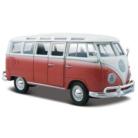 Modelauto Volkswagen T1 Samba rood 1:24 - Modelauto, Hobby en Vrije tijd, Modelauto's | Overige schalen, Ophalen of Verzenden
