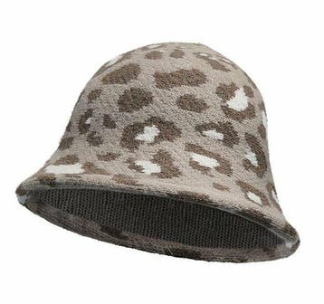 Bucket Hat Hoedje – Panterprint - Soft – One Size – Beige, Nieuw