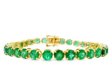 Armband - 14 karaat Geel goud - 16.80ct. tw. Smaragd - Verde, Nieuw
