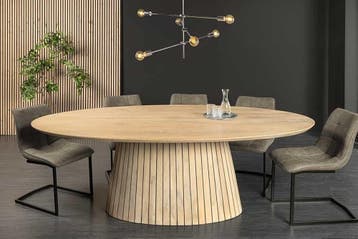 Ovale eettafel ART DECO 220 cm wit witgekalkt massief, Huis en Inrichting, Tafels | Eettafels, Ophalen of Verzenden, Nieuw