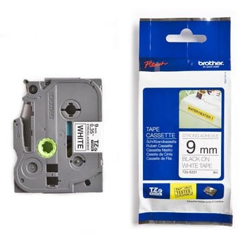 Brother TZe-S221 extra klevend tape zwart op wit 9 mm, Computers en Software, Printerbenodigdheden, Verzenden, Nieuw, Printertape