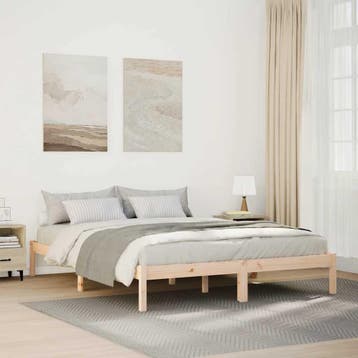 vidaXL Bedframe extra lang zonder matras massief grenenhout, Huis en Inrichting, Bruin, Verzenden, Hout, Nieuw