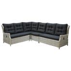 Ibiza hoek loungeset 4 delig verstelbaar wit grijs, Tuin en Terras, Tuinsets en Loungesets, Ophalen of Verzenden, Nieuw, Wicker