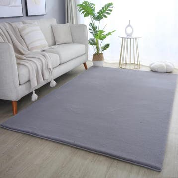 Wasbaar Vloerkleed | Pouffy | Uni | Grijs | 140x200 cm, Verzenden, Nieuw
