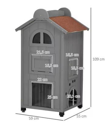 Kattenhuis 2 Verdiepingen met Asfaltdak, Trap en Hangmat, Verzenden, Nieuw