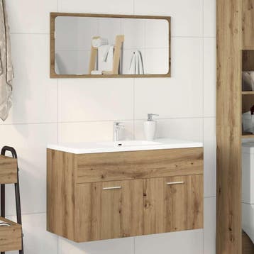 vidaXL Wastafelkast 90x38,5x46 cm bewerkt hout artisanaal, Verzenden, Nieuw, Wastafelkast, Minder dan 100 cm