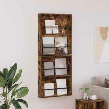vidaXL Tijdschrift Rek 2 st Gerookt eiken 60 x 12 x 70 cm, Verzenden, Nieuw