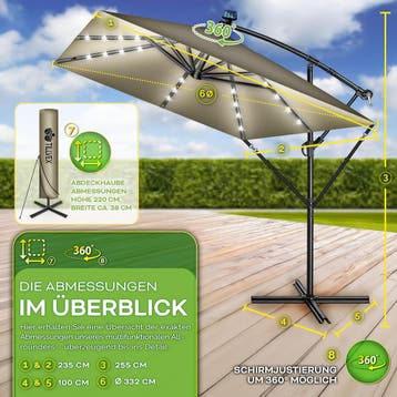 Zweefparasol - Tuinparasol - Parasol 235 cm - Met voet - Met, Tuin en Terras, Parasols, Verzenden, Zo goed als nieuw