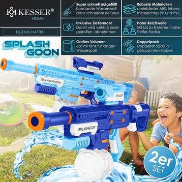 Waterpistool - Set van 2 - Bereik 8 meter - Blauw - KESSER®, Verzenden, Zo goed als nieuw