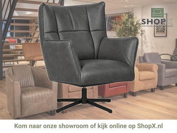 Leren draaifauteuil Lovely - Vintage Grey (grijs), Nieuw, Ophalen of Verzenden, 75 tot 100 cm, Eigentijds, Modern, Retro, Vintage
