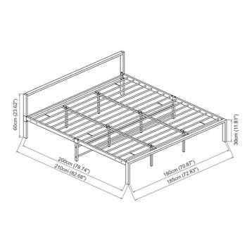 Metalen bed Zeus met bedbodem en matras 180x200 cm zwart, Verzenden, Nieuw