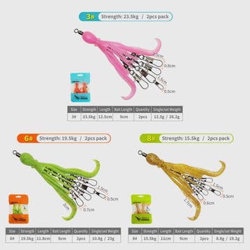 Set van 2 Siliconen Octopus Vishaas Connectoren met Swivels, Watersport en Boten, Hengelsport | Algemeen, Verzenden, Nieuw
