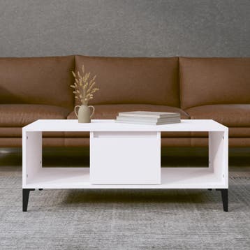 vidaXL Salontafel 90x50x36,5 cm bewerkt hout wit, Huis en Inrichting, Tafels | Salontafels, 50 tot 100 cm, Verzenden, Nieuw, 50 tot 100 cm