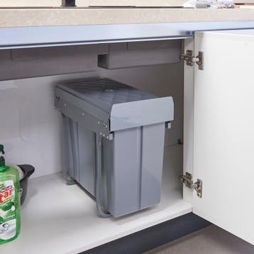 Inbouw prullenbak Froland 20+10 liter 48x26x42 cm grijs [en., Verzenden, Nieuw