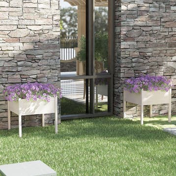 vidaXL Plantenbakken 2 st 70x70x70 cm massief grenenhout wit, Tuin en Terras, Verzenden, Nieuw, 60 tot 100 cm, 60 cm of meer