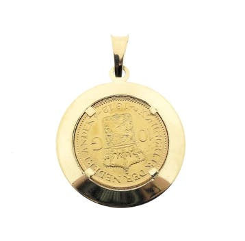 Gouden hanger van 10 gulden munt Koningin Wilhelmina, Ophalen of Verzenden, Gebruikt, Goud, Overige merken
