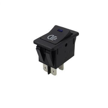 Schakelaar - Zwart - 12V - 35A - 4 polig - Blauwe LED, Ophalen of Verzenden, Nieuw, Kabel of Snoer