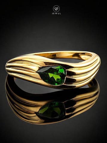 Facetgeslepen Chrome Diopside Ring - 925 Sterling Zilver -
