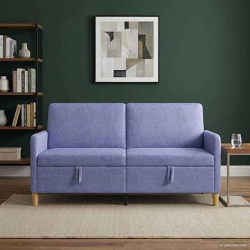 vidaXL Bank met opslag Jeans Blauw 172 x 78 x 87 cm, Huis en Inrichting, Banken | Bankstellen, Verzenden, Nieuw, Kunststof, Minder dan 150 cm