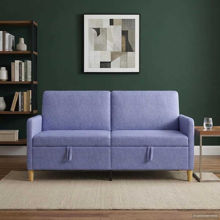 vidaXL Bank met opslag Jeans Blauw 172 x 78 x 87 cm, Huis en Inrichting, Banken | Bankstellen, Nieuw, Minder dan 150 cm, Kunststof