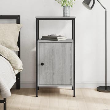 vidaXL Nachtkastje 41x31x80 cm bewerkt hout grijs sonoma, Minder dan 45 cm, Verzenden, Nieuw, 70 cm of meer