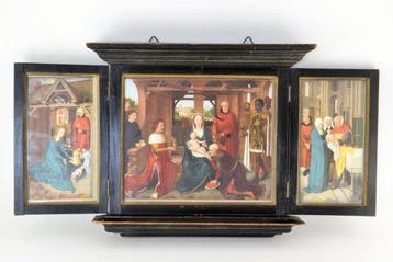 Altaar - Hout, Messing, Papier - 1950-1960 - na Memling -