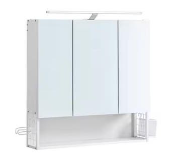 Badkamerkast met Spiegel en LED –Wandkast met Rek en Föhnhou, Verzenden, Nieuw