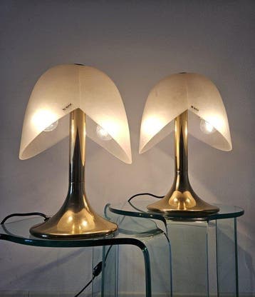Ve Art - Lamp - Glas, Messing - Een paar tafellampen
