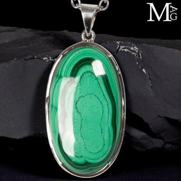 Grote traanvormige cabochon - Hanger van sterlingzilver met