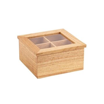 Mini heveahout theedoos met deksel | 200x160x90(h)mm Olympia, Verzenden, Nieuw in verpakking