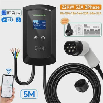 22KW 3-Fase Type 2 EV Laadstation Wallbox met WIFI/APP Contr, Verzenden, Nieuw