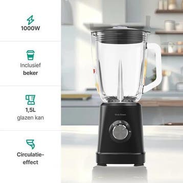 Blender 1000W - 1.5L - Smoothie Maker - Inclusief beker, Verzenden, Zo goed als nieuw