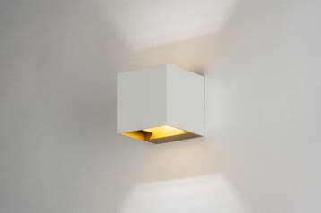 Rietveld Wandlampen - Wit, Goud - Metaal, Aluminium, Verzenden, Nieuw