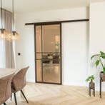 Stalen Schuifdeur met koofsysteem 6 Vlaks Brons Brons rook g, Nieuw, Metaal, 75 tot 150 cm, 150 tot 225 cm