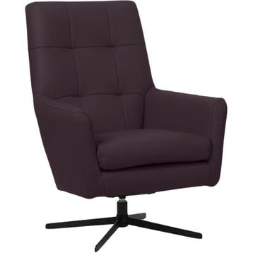 Leren draaifauteuil Central - Toledo Merlin (donkerpaars), Nieuw, Ophalen of Verzenden, 75 tot 100 cm, Industrieel, Modern