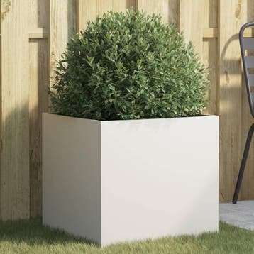 vidaXL Plantenbak 49x47x46 cm staal wit, Tuin en Terras, Verzenden, Minder dan 60 cm, Nieuw, Metaal