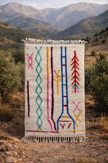Karpet - Kleurrijk handgemaakt Azilal-Berber tapijt met, Nieuw
