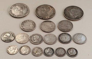 Spanje. Gobierno Provisional-Alfonso XIII. Lote 18 monedas