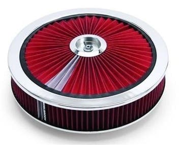 Luchtfilter 14 inch edelbrock high flow rood, Ophalen of Verzenden, Nieuw