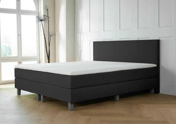 ACTIE! Boxspring Florence 160 200 Zwart, Huis en Inrichting, Verzenden, Zwart, 200 cm, Modern