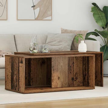 vidaXL Koffietafel Set 2 st Oudhout 90 x 48 x 40 cm Bewerkt, Verzenden, Nieuw, Overige houtsoorten, Minder dan 50 cm