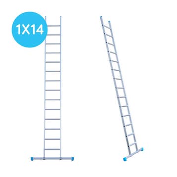 Eurostairs Ladder enkel recht 1x14 sporten, Doe-het-zelf en Verbouw, Ladders en Trappen, Verzenden, Nieuw, Ladder
