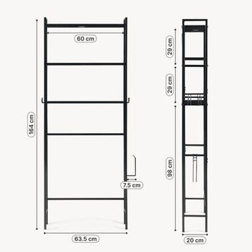 Toiletkast Ljukhobro toiletombouwkast 164x64x20 cm zwart [en, Verzenden, Nieuw