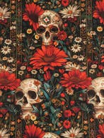 TexStilArt - CALAVERA - Exclusieve stof 100% katoen premium