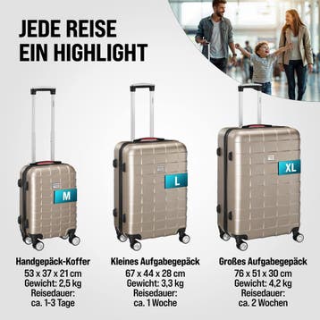 Reiskoffers 3-delige Exopack Champagne ABS toebehoren, Verzenden, Nieuw