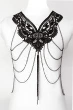 Body Chain Zwart Kant Lace Lichaamsketting Victoriaans Sexy, Kunststof, Verstelbaar, Zwart, Nieuw