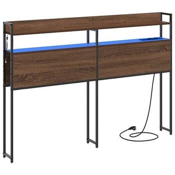 Hoofdbord LED/Eiken - Tweedekansje | OP=OP, Eenpersoons, Bruin, Zo goed als nieuw, 120 cm