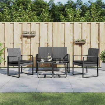 vidaXL 5-delige Tuinset met kussens polypropeen rattan, Verzenden, Nieuw, 5 zitplaatsen, Tuinset